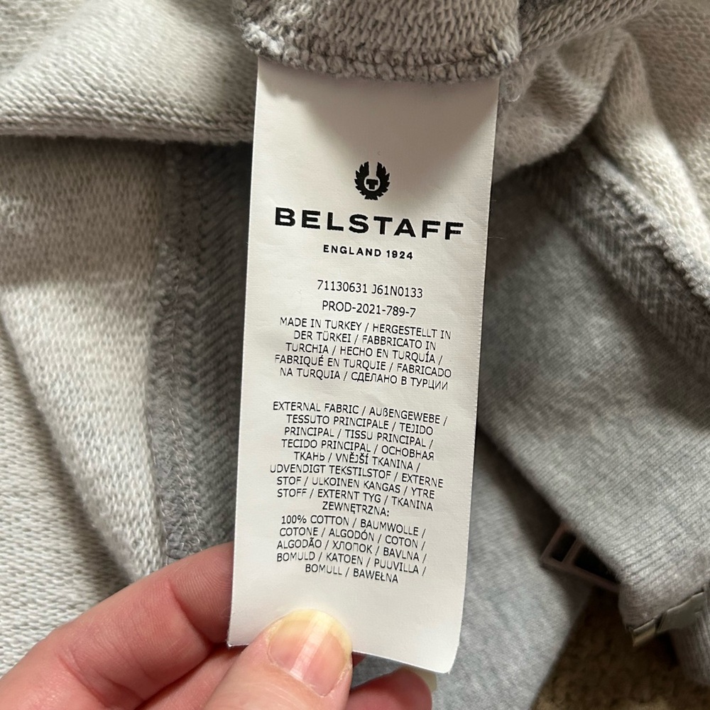 Belstaff Full Zip Sweatshirt Grey 100% Cotton Fleece Casual Sporty Active XXL - Picture 9 of 13